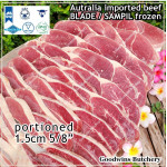 Beef BLADE Australia frozen daging sapi sampil CUBED-DADU RENDANG / CURRY BITE-SIZE 2cm 5/8" (price/pack 600g +/-50pcs) any brand in stock; GBP, WMPG, RALPHS or AMH